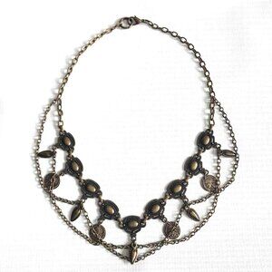Antique brass finish coin charm necklace